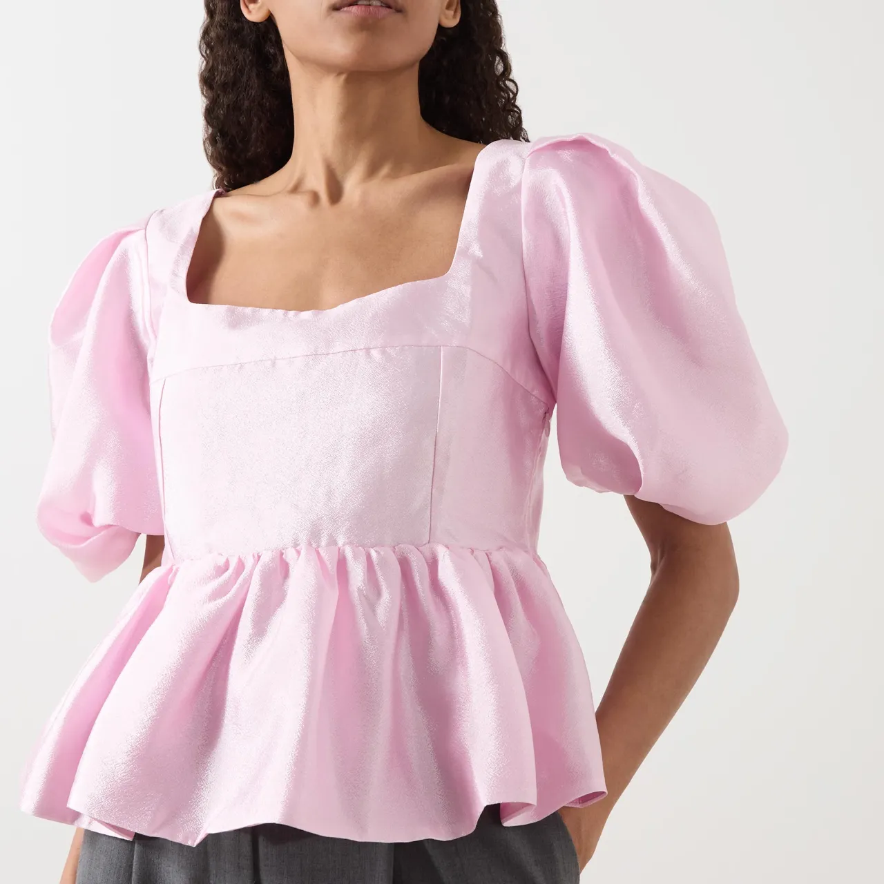 Outlet Puff Peplum Top Women Tops