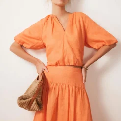 Best Puff Sleeve Gathered Top Women Tops
