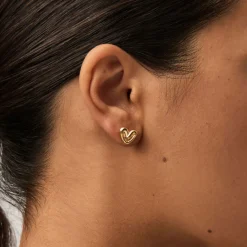 Clearance Puffy Heart 18kt Gold Vermeil Earrings Women Earrings