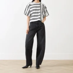 Best Rail Striped Oversized T-Shirt Women Tops
