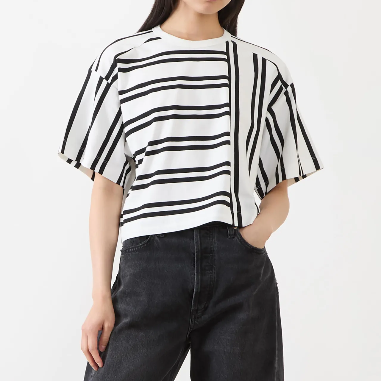 Best Rail Striped Oversized T-Shirt Women Tops