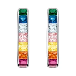 Clearance Rainbow Stone Hoop Earrings Women Earrings