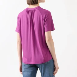 Relaxed Half-Buttoned Blouse Women Tops