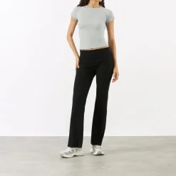 Hot Rib Fold Over Trousers Women Activewear|Leggings