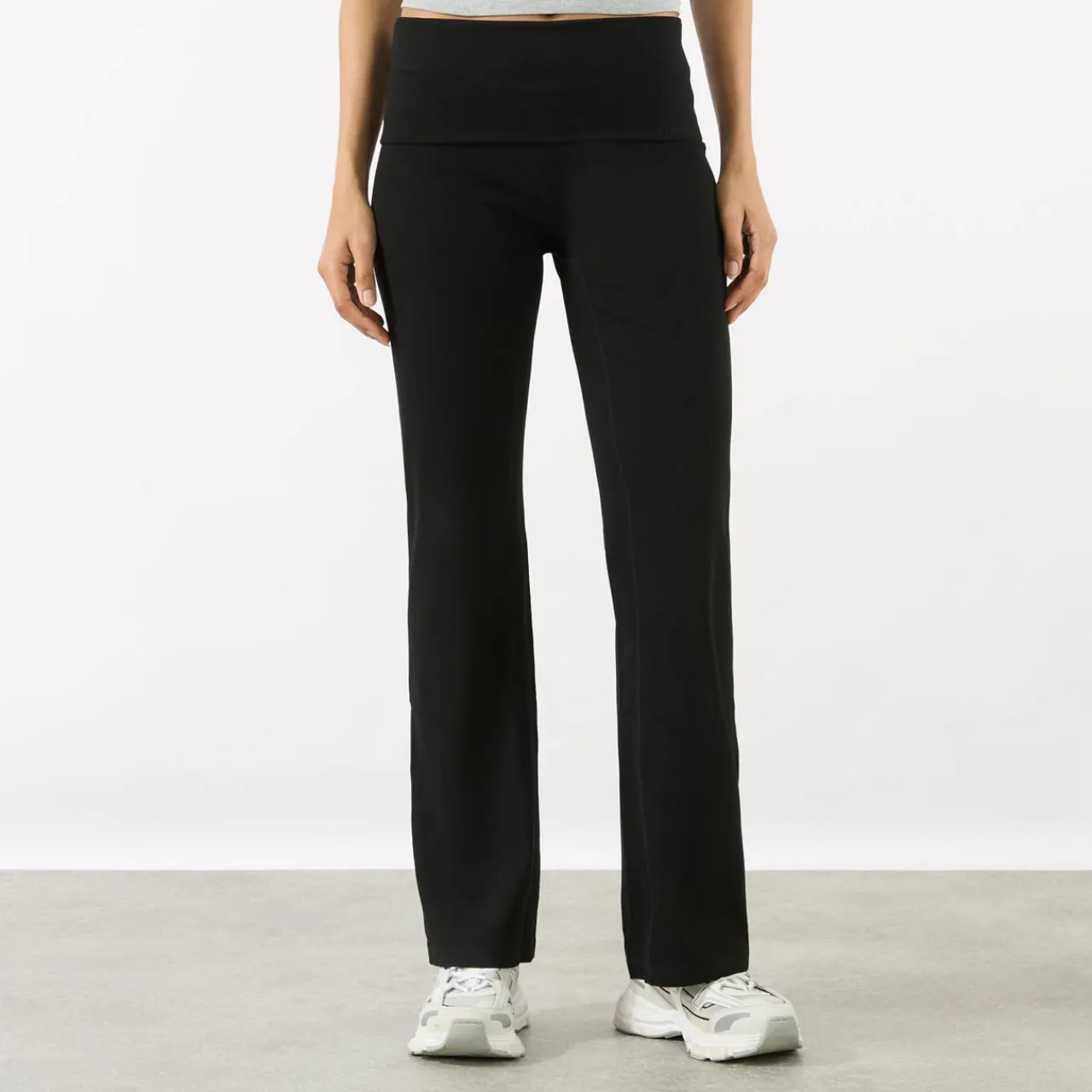 Hot Rib Fold Over Trousers Women Activewear|Leggings
