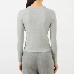 Hot Rib Half-Buttoned Long-Sleeved Top Women Activewear