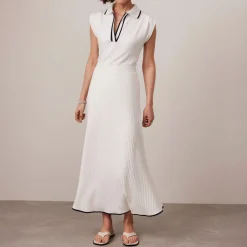 Rib-Knit Polo Vest Women Tops