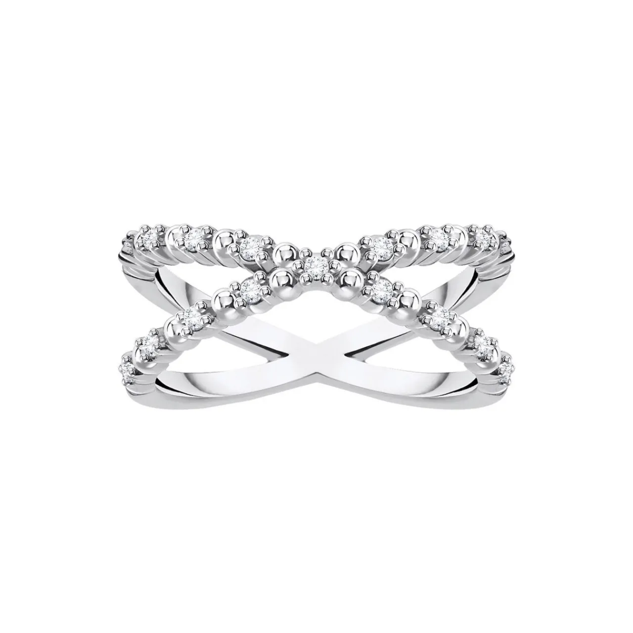 Discount Ring Dots With White Stones Silver Women Rings