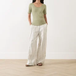 Online Rolled Slub T-Shirt Women Tops