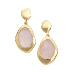 Online Rose Quartz Large Stepping Stone Earrings Women Earrings
