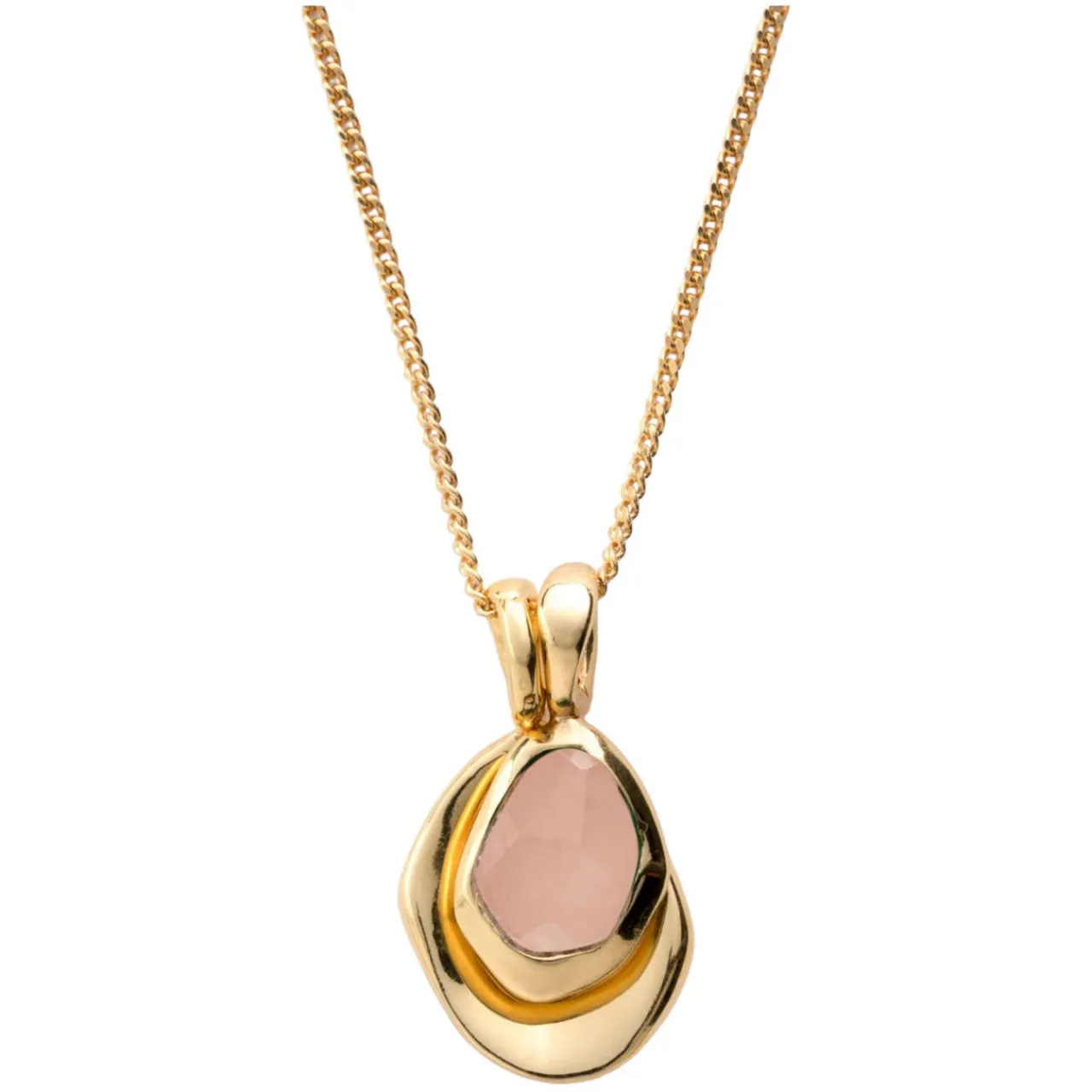 Discount Rose Quartz Pebble Charms Necklace Women Necklaces