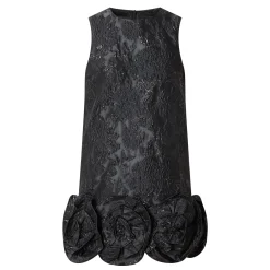 Sale Rosette Floral Jacquard Mini Dress Women Dresses
