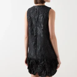 Sale Rosette Floral Jacquard Mini Dress Women Dresses