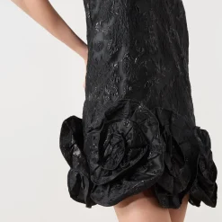 Sale Rosette Floral Jacquard Mini Dress Women Dresses