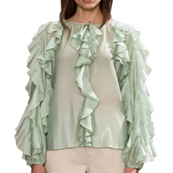 New Ruffle Embellished Blouse Women Tops