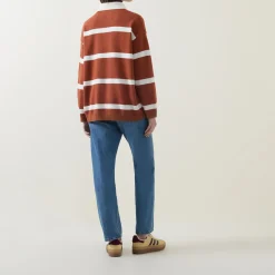 Best Rugby Striped Polo Sweater Women Sweaters & Cardigans
