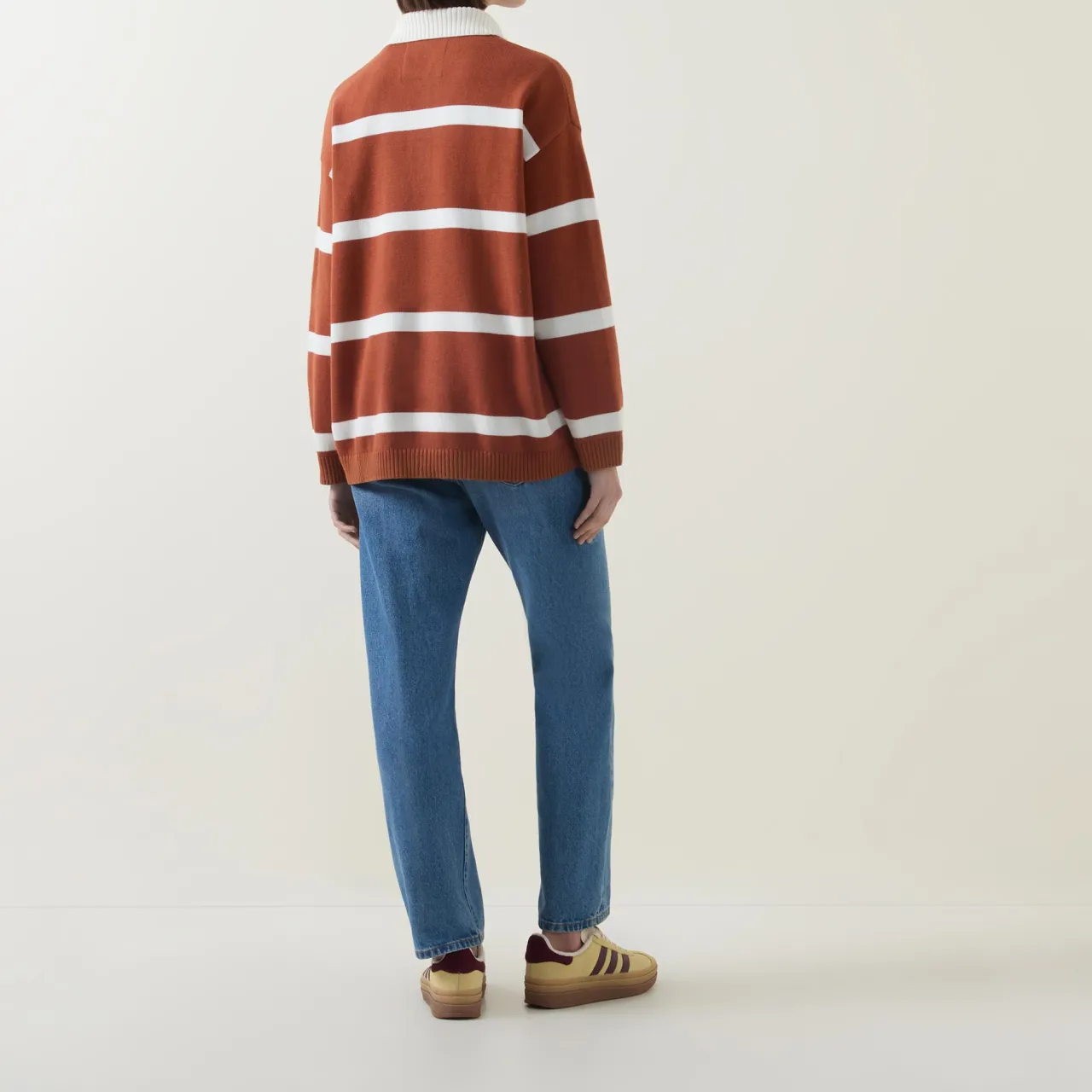 Best Rugby Striped Polo Sweater Women Sweaters & Cardigans