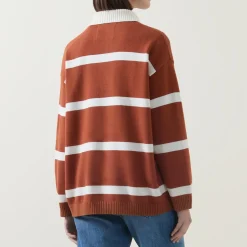 Best Rugby Striped Polo Sweater Women Sweaters & Cardigans