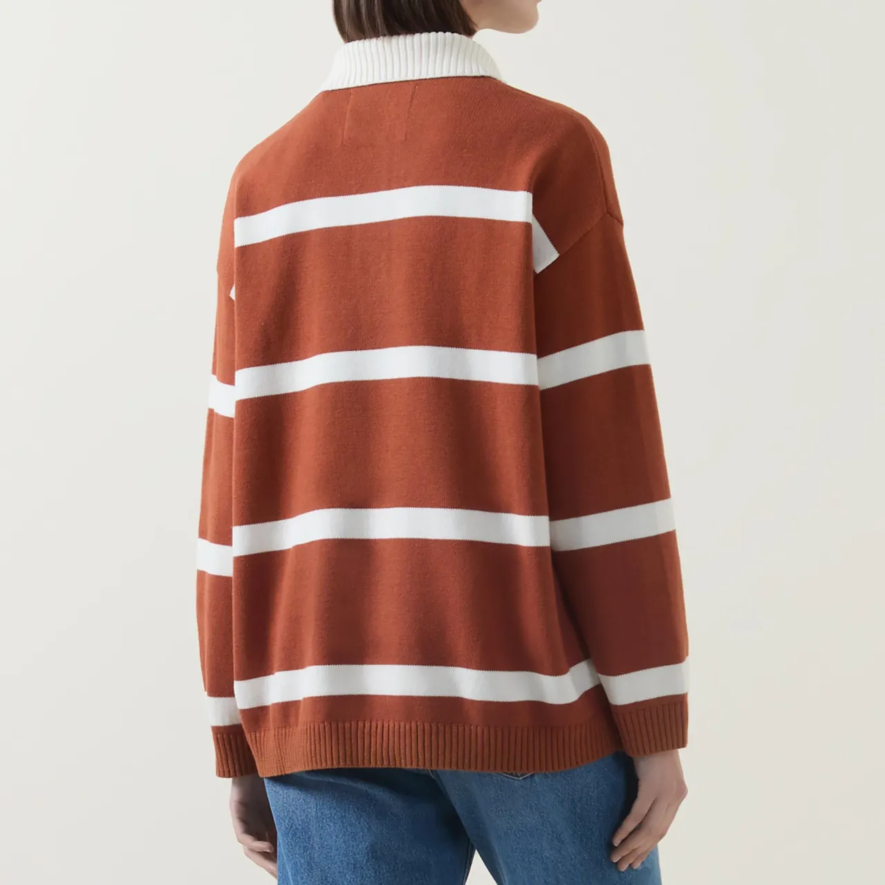 Best Rugby Striped Polo Sweater Women Sweaters & Cardigans