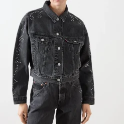 90s Stud Embellished Denim Jacket Women Coats & Jackets