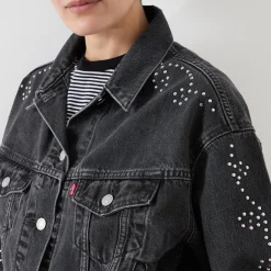90s Stud Embellished Denim Jacket Women Coats & Jackets