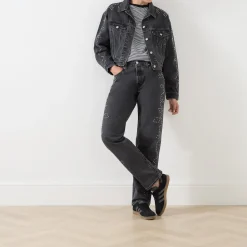90s Stud Embellished Denim Jacket Women Coats & Jackets