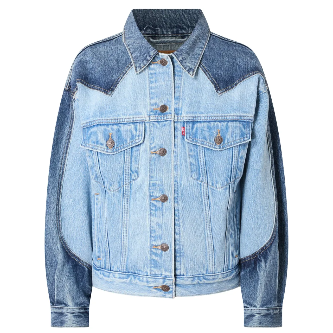 Outlet 90s Western Two-Tone Denim Jacket Women Coats & Jackets