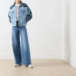 Outlet 90s Western Two-Tone Denim Jacket Women Coats & Jackets