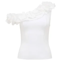 Hot Sadie Asymmetric Ruffle Top Women Tops