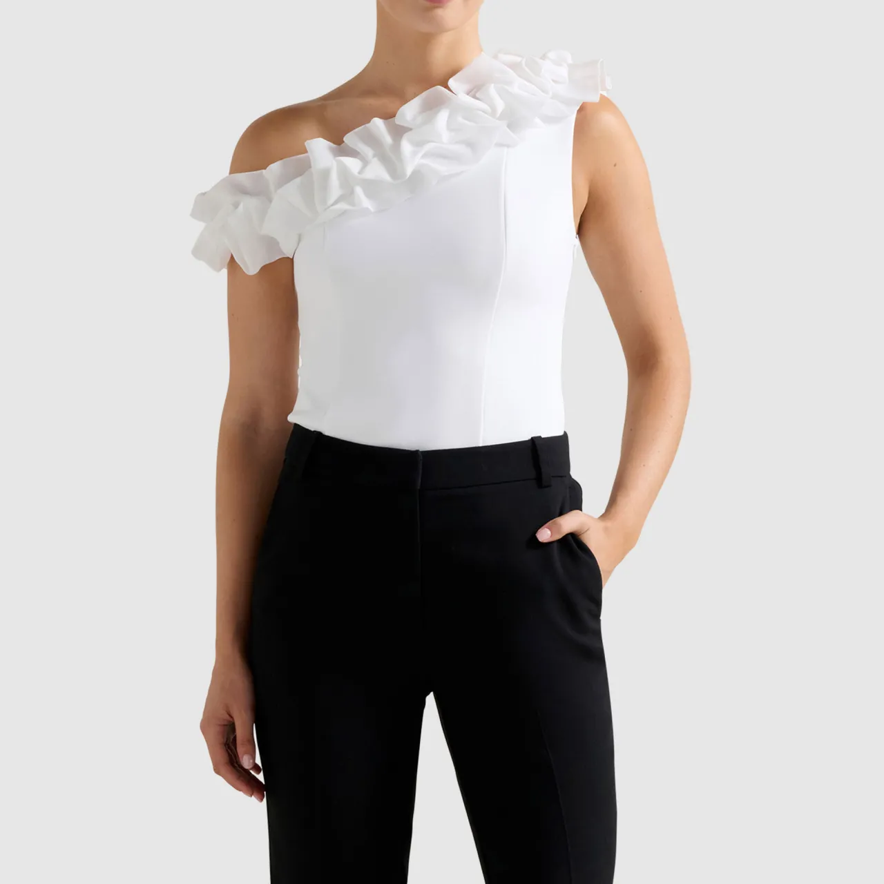 Hot Sadie Asymmetric Ruffle Top Women Tops