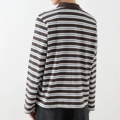 Hot Sadover Striped Polo Shirt Women Tops