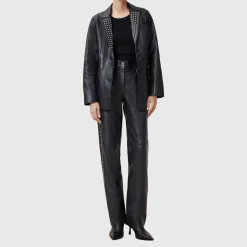 Best Saige Studded Leather Trousers Women Trousers & Shorts