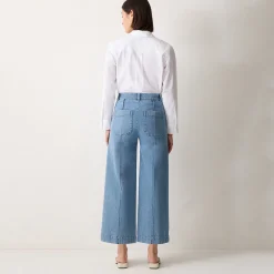 New Sailor Cropped Wide Leg Jeans Women Denim