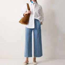 New Sailor Cropped Wide Leg Jeans Women Denim
