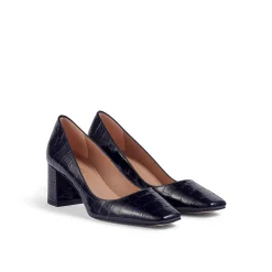 Sally Croc-Effect Leather Block Heels Women Heels