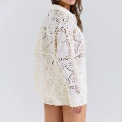 New Samah Broderie Anglaise Shirt Women Tops