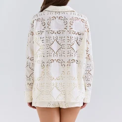 New Samah Broderie Anglaise Shirt Women Tops