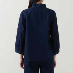 Online Sassi Pussybow Denim Blouse Women Tops
