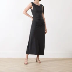 Clearance Sasus Shoulder-Tie Draped Dress Women Dresses