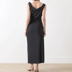 Clearance Sasus Shoulder-Tie Draped Dress Women Dresses