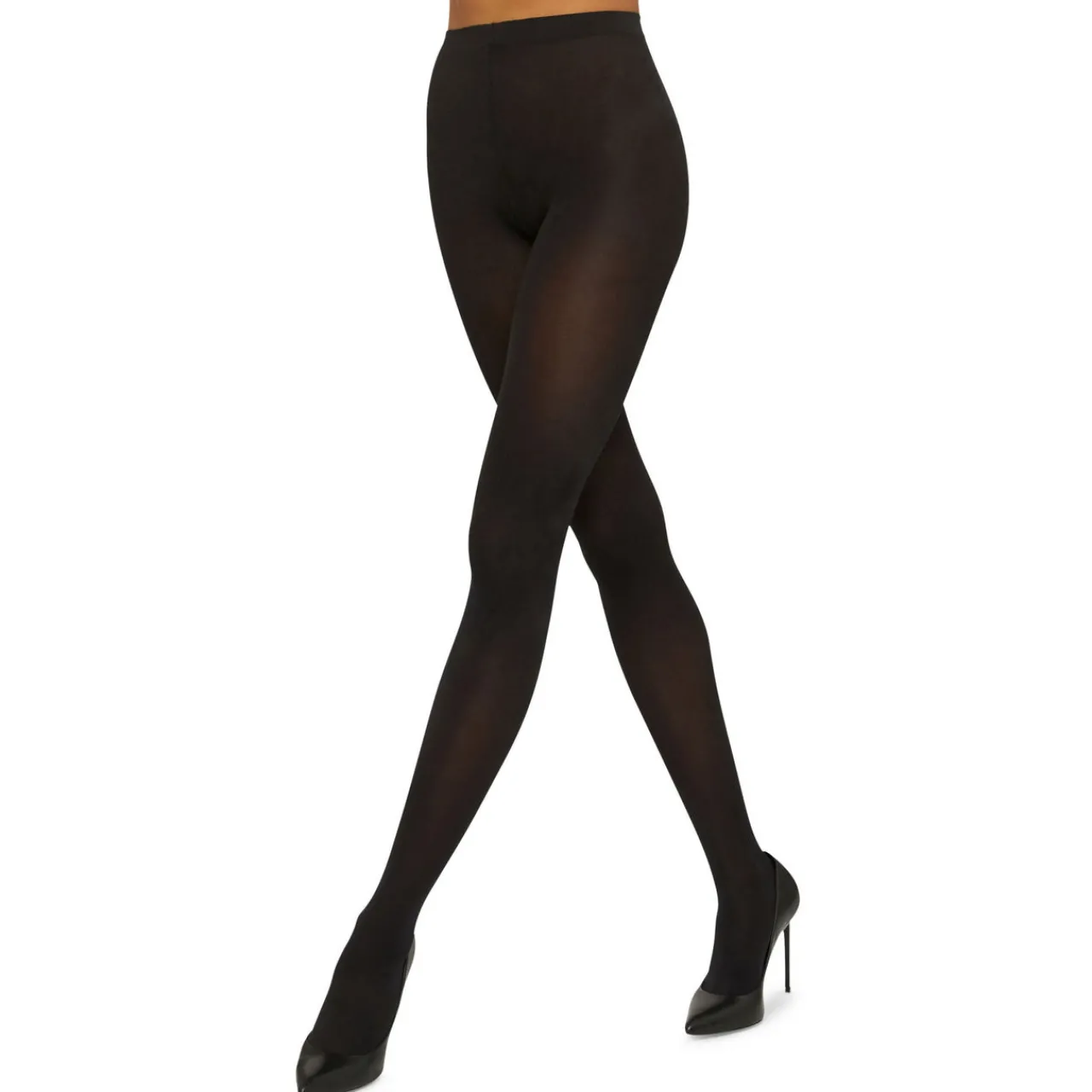 Satin Opaque Tights Black Women Hosiery