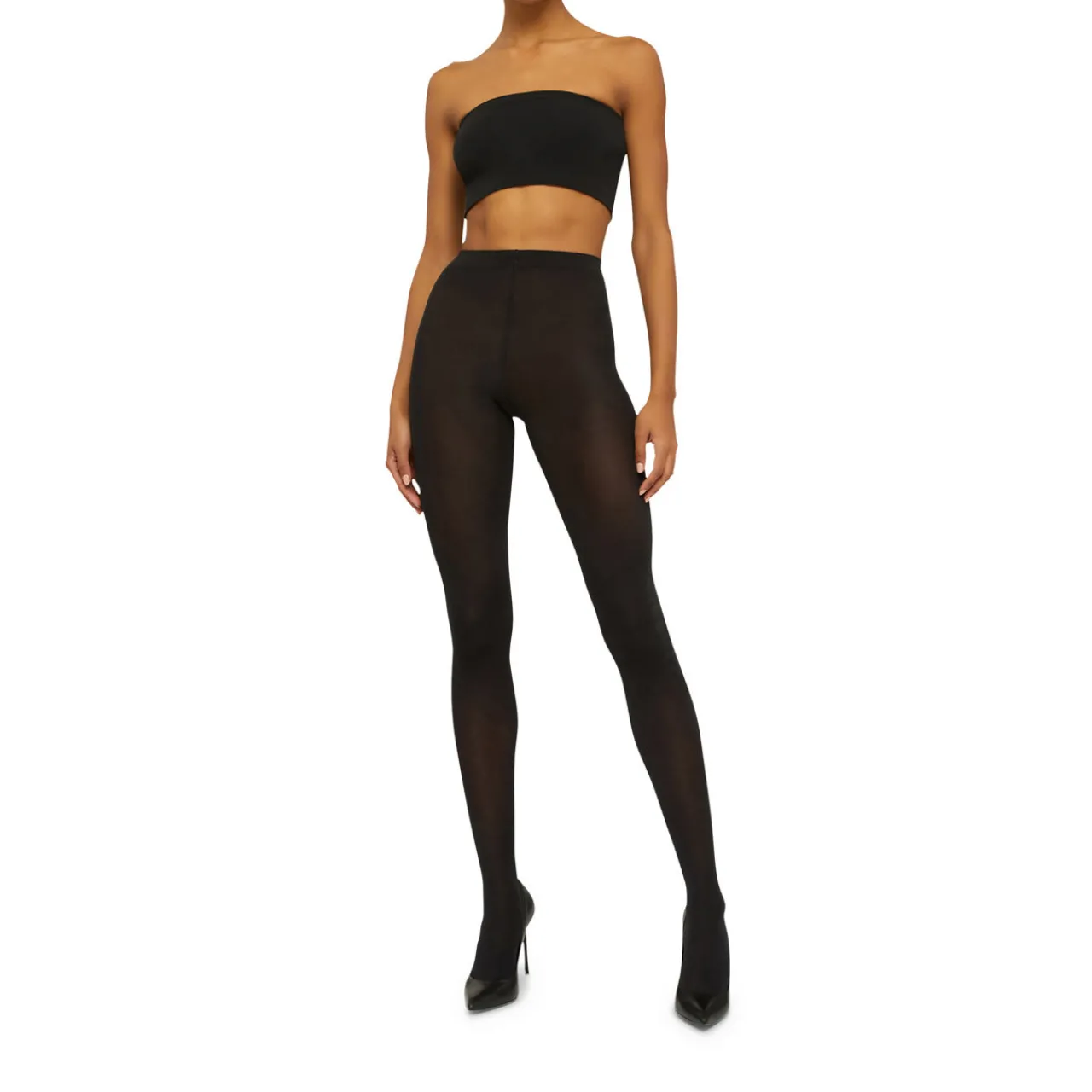 Satin Opaque Tights Black Women Hosiery