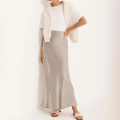 Satin Slip Flared Skirt Women Skirts