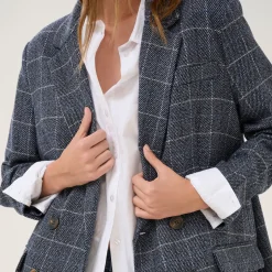 Outlet Sava Check Print Double-Breasted Blazer Women Coats & Jackets