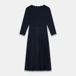Outlet Scallop Pleated Dress Women Dresses