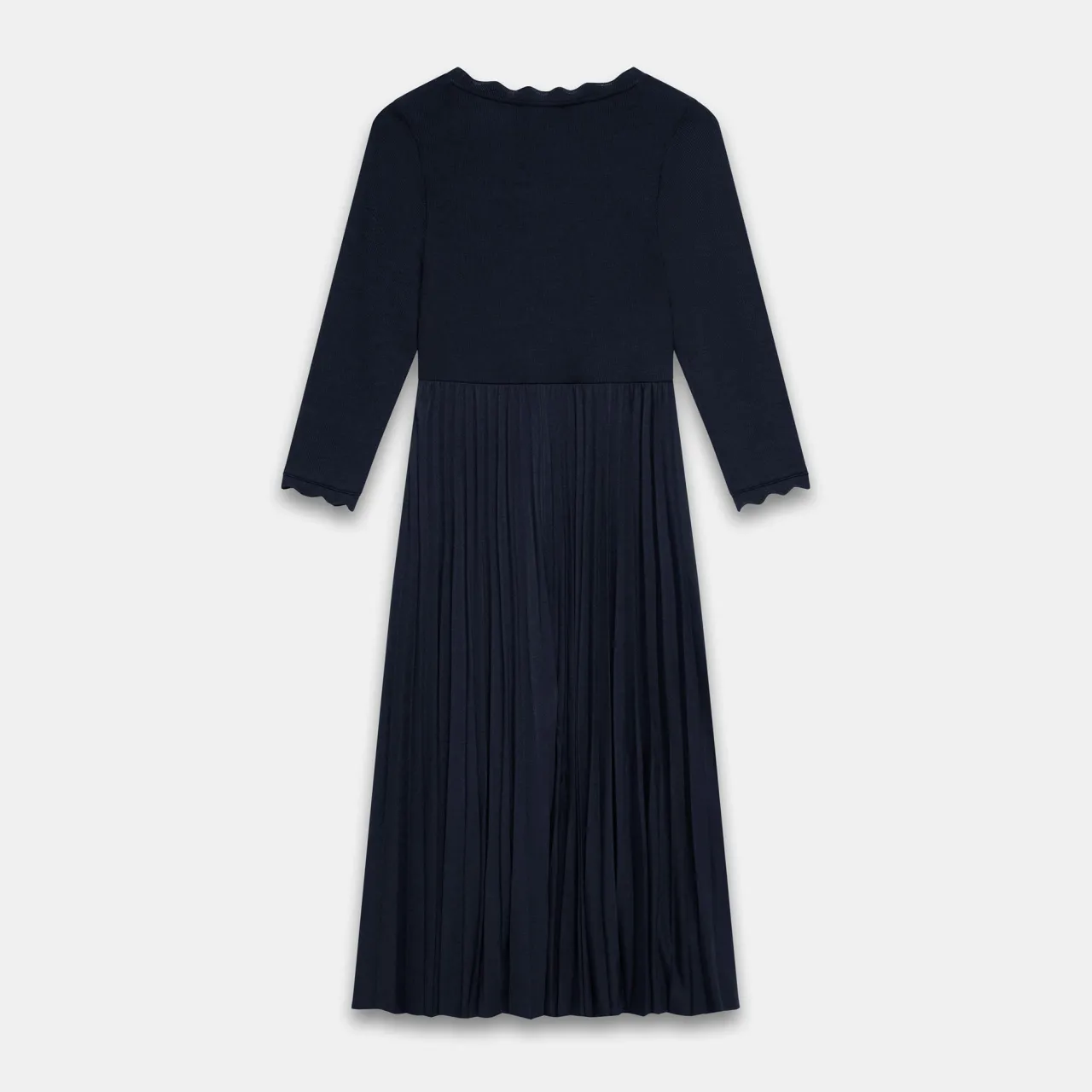 Outlet Scallop Pleated Dress Women Dresses