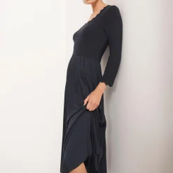 Outlet Scallop Pleated Dress Women Dresses