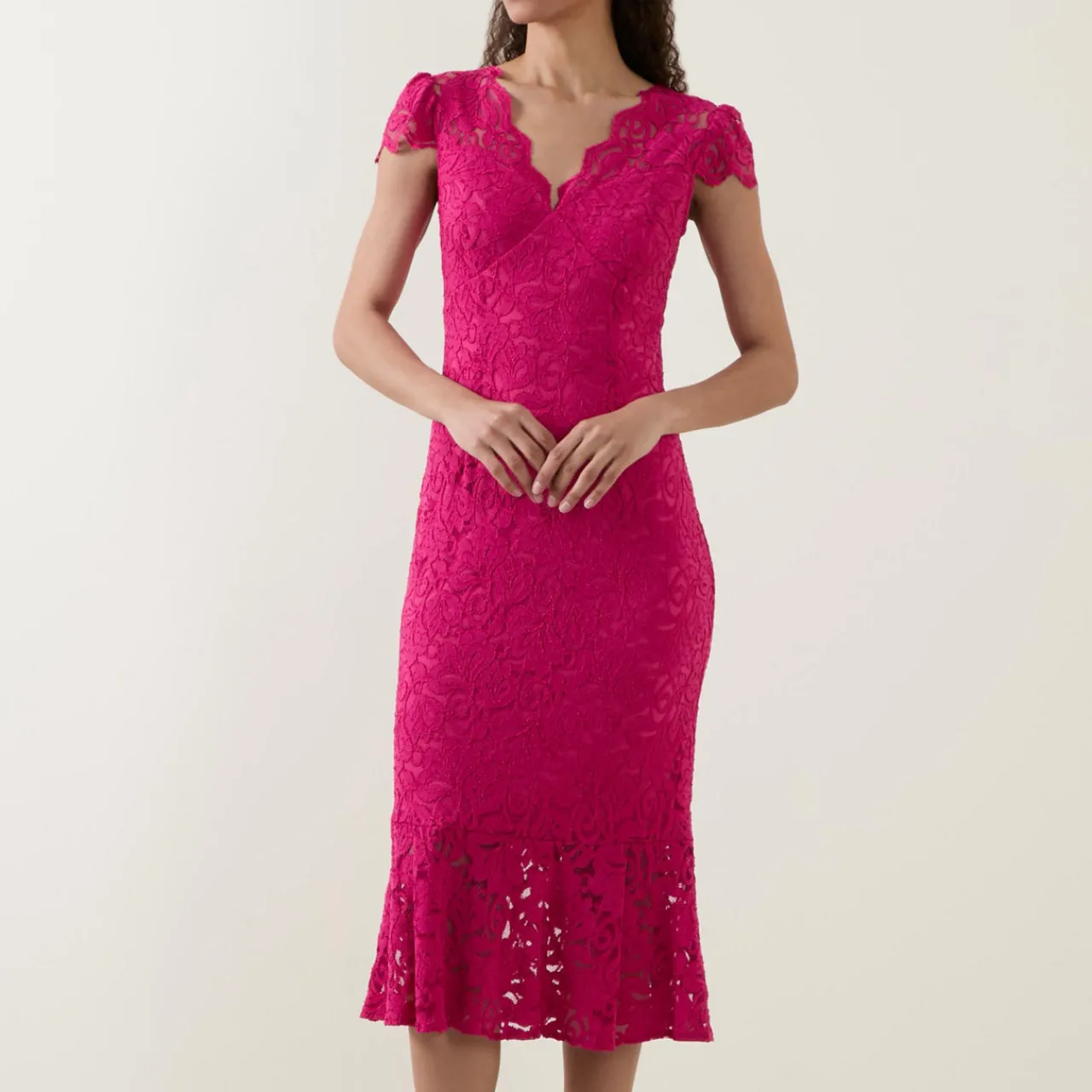 Outlet Scalloped Lace Dress Women Dresses