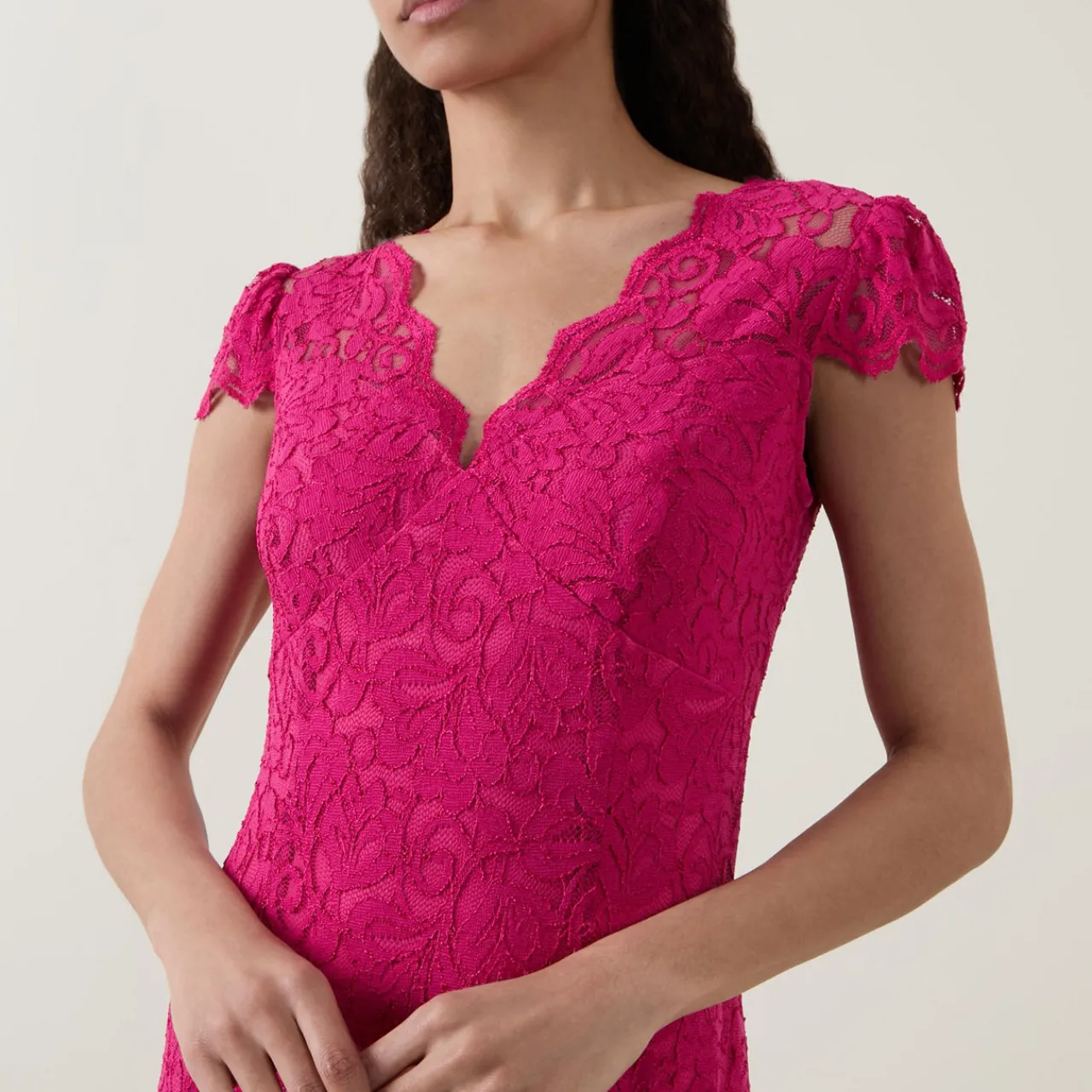 Outlet Scalloped Lace Dress Women Dresses