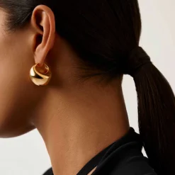 New Sculptural Chubby Dome Medium Hoop Earrings Women Earrings